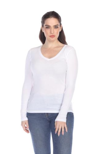 1103 Junior's Long Sleeve Tear Drop V-Neck Tee