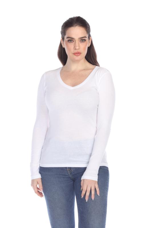 1103 Junior's Long Sleeve Tear Drop V-Neck Tee