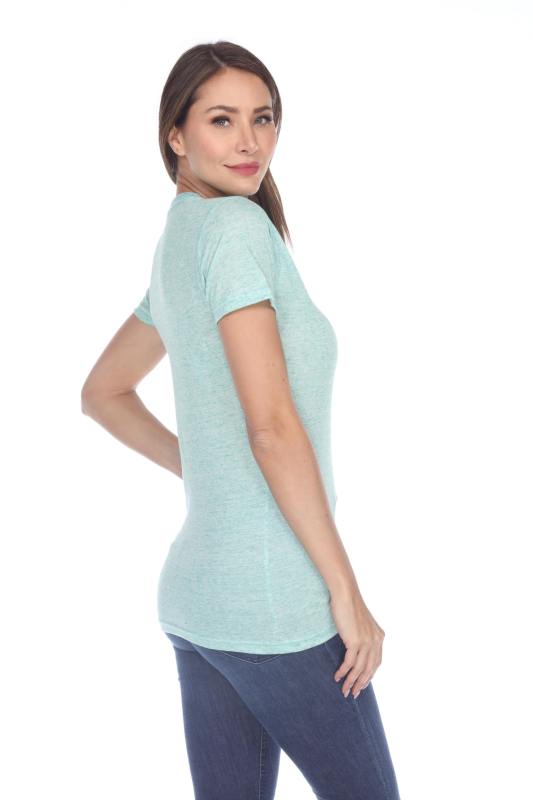 3800 Junior's Short Sleeve Poly Linen Crew Neck Tee