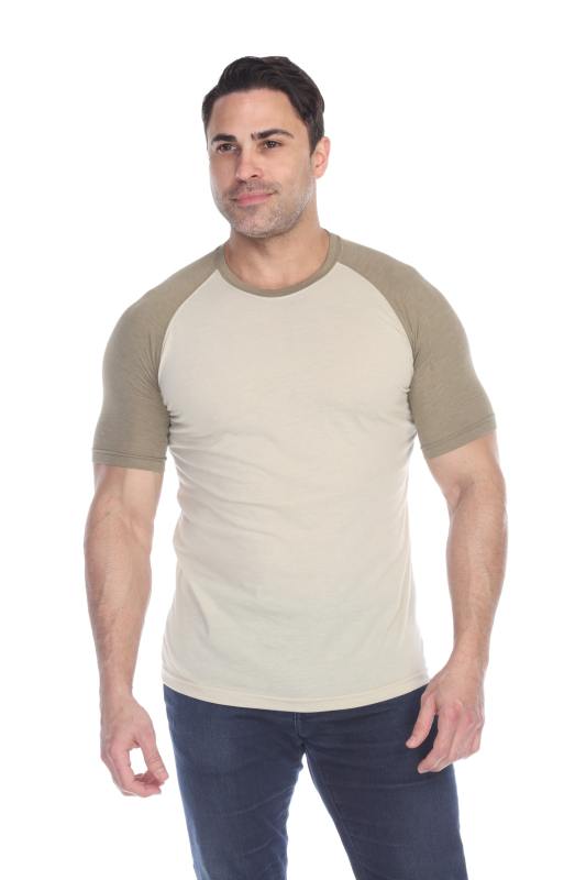 3601 Men's Short Sleeve CVC Blended Crew Neck Raglan
