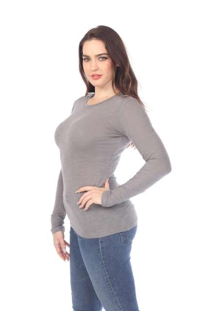 6150 Junior's Long Sleeve Cotton Slub Crewneck Tee
