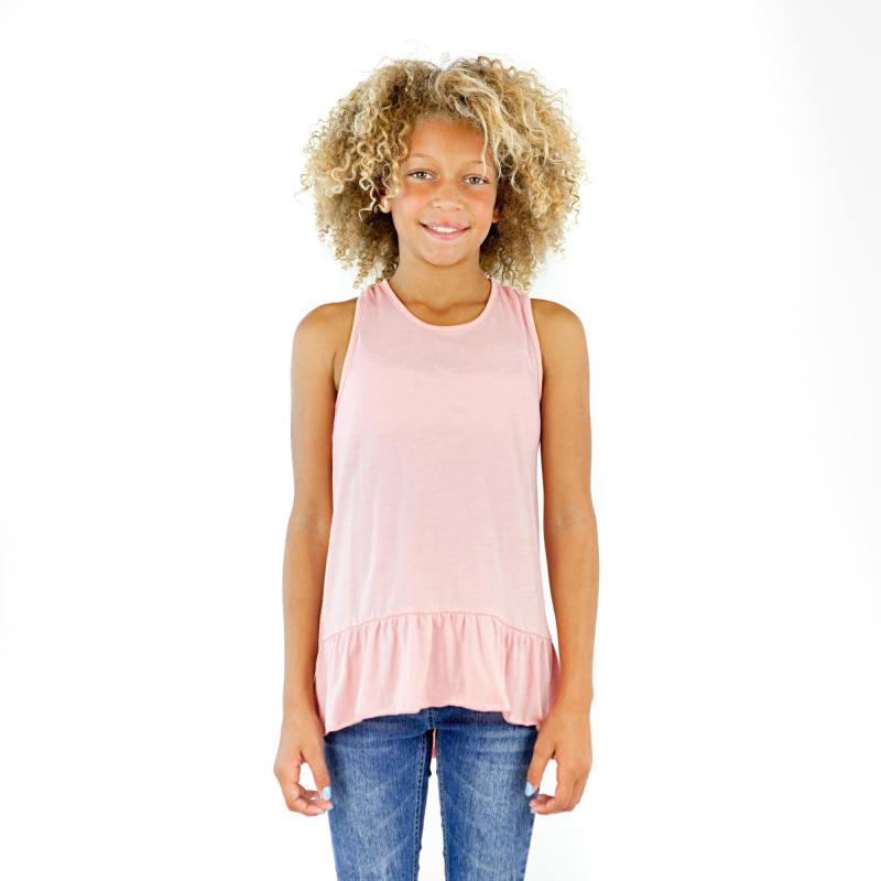 9013 Girl's Tied Racerback Ruffle Tank