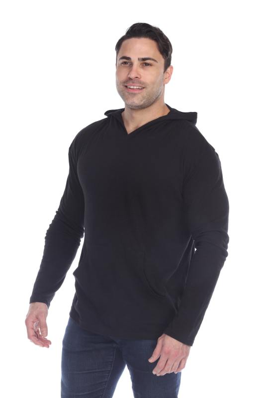 8705 Men's Long Sleeve Hooded Cotton Slub Pullover