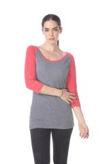 3206 Junior's Tri Blend 3/4 Contrast Sleeve Raglan
