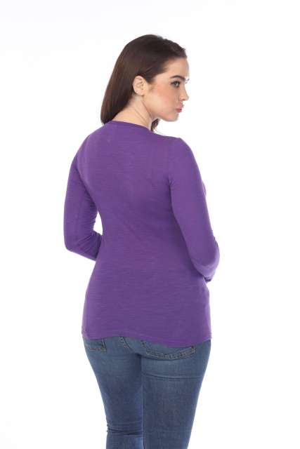 6150 Junior's Long Sleeve Cotton Slub Crewneck Tee