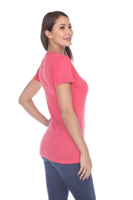 3800 Junior's Short Sleeve Poly Linen Crew Neck Tee