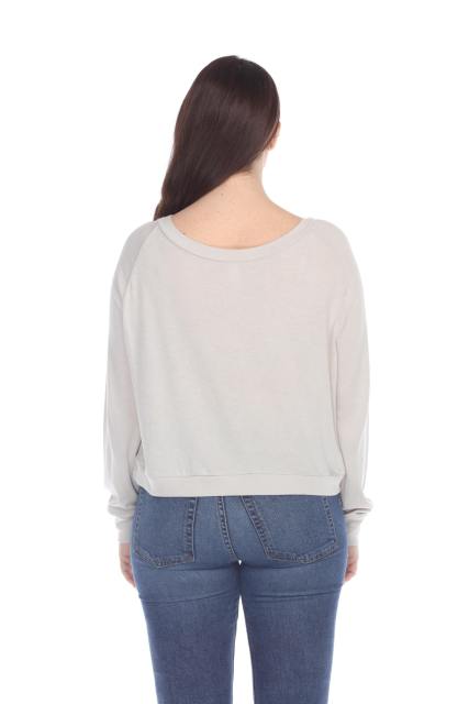 3904 Junior's Bamboo Blend Crop Long Sleeve Pullover