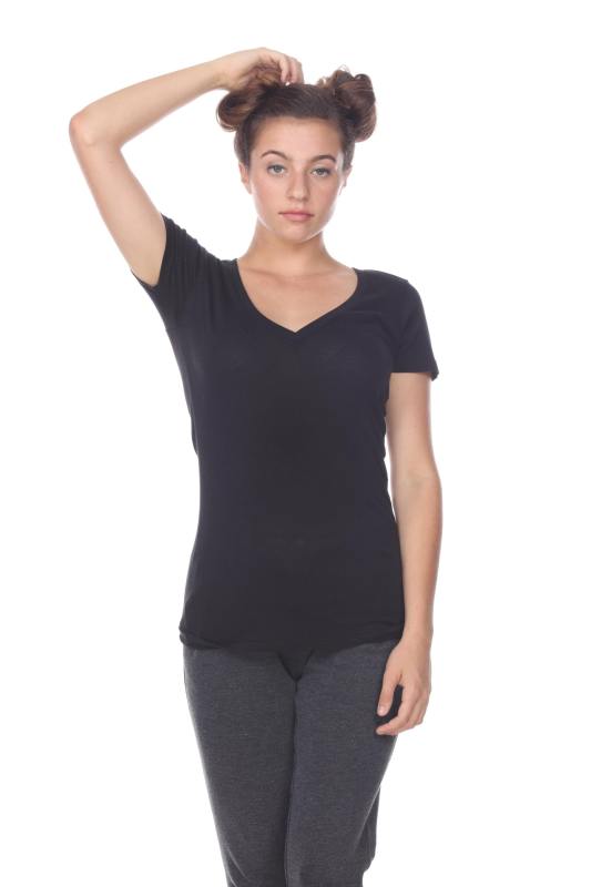 3903 Junior's Bamboo Blend Short Sleeve Deep V Neck Tee