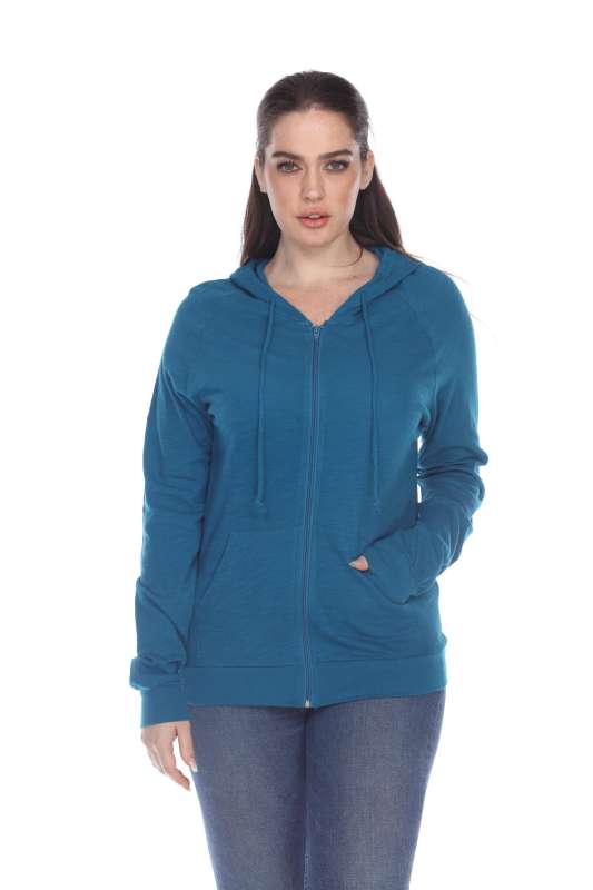 6152 Junior's Long Sleeve Cotton Slub Zip-Up Hoodie