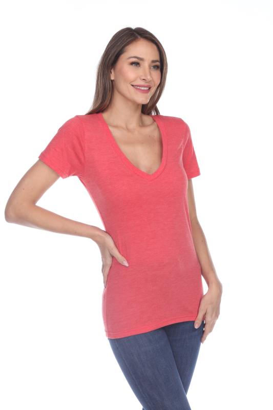 3203 Junior's Tri Blend Short Sleeve Deep V-Neck Tee