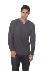 6562 Men's Long Sleeve Slub Jersey V-Cut Crewneck Tee
