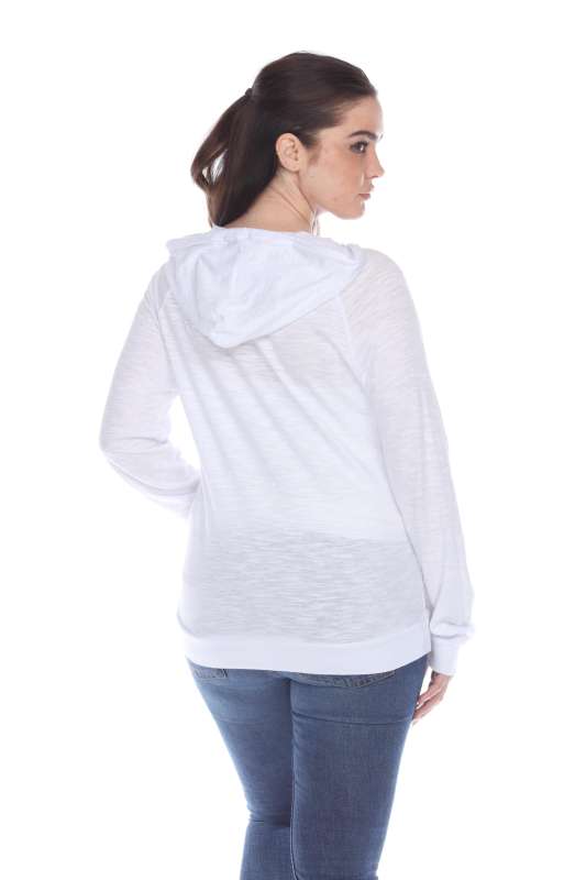 6152 Junior's Long Sleeve Cotton Slub Zip-Up Hoodie