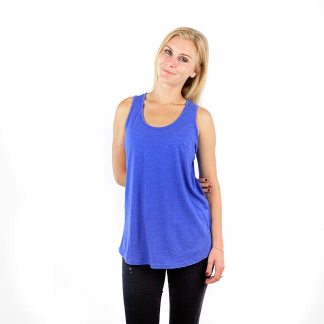 7307 Ladies Tri Blend Scoop Curve Hem Tank