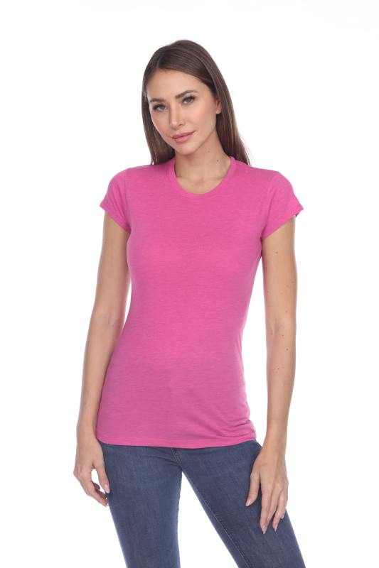 3000 Junior's Cap Sleeve CVC Blended Crew Neck Tee