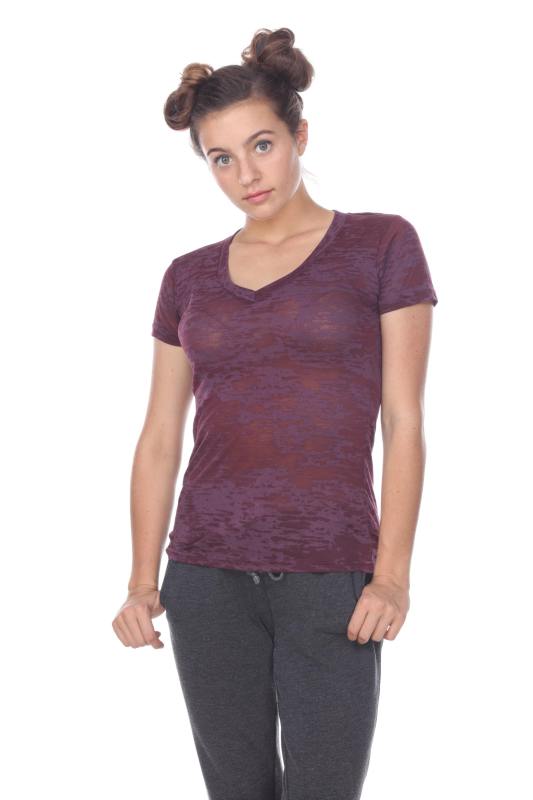3503 Junior's Burnout V Neck Tee