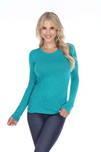6150 Junior's Long Sleeve Cotton Slub Crewneck Tee
