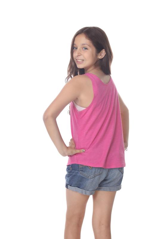 9016 Girls Curved Hem Tank Top