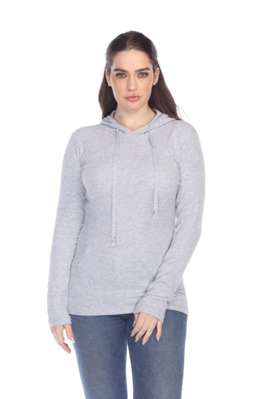 6101 Junior's Long Sleeve Waffle Thermal Hoodie
