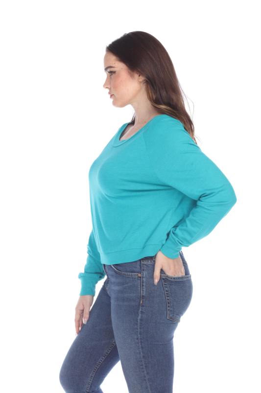 3904 Junior's Bamboo Blend Crop Long Sleeve Pullover
