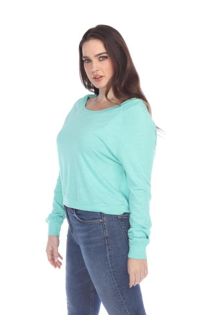3904 Junior's Bamboo Blend Crop Long Sleeve Pullover