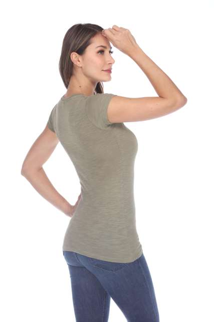 6050 Juniors Cap Sleeve Cotton Slub Tee