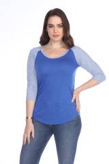 3454 Junior's Poly Rayon Slub Scoop Neck 3/4 Sleeve Raglan