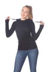 6101 Junior's Long Sleeve Waffle Thermal Hoodie