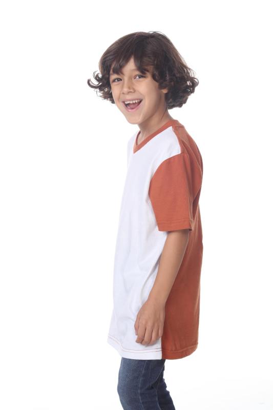 9607 Boy's Color Block V Neck Tee
