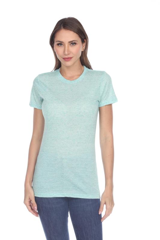3800 Junior's Short Sleeve Poly Linen Crew Neck Tee