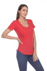 1201 Junior's Cotton Nub Scoop Neck Tee with Curve Hem