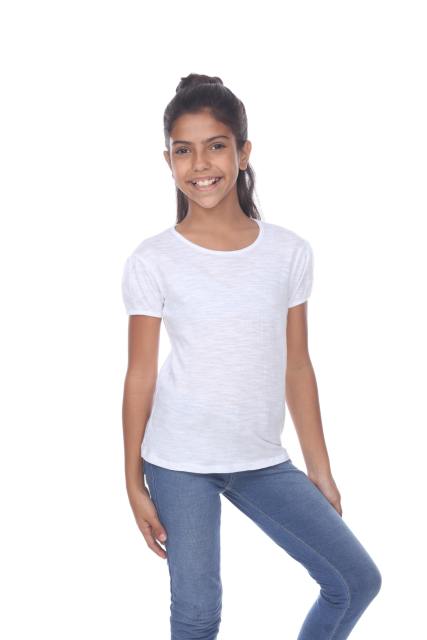9012 Girl's Puff Sleeve Crew Tee