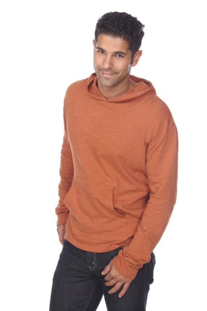 8705 Men's Long Sleeve Hooded Cotton Slub Pullover