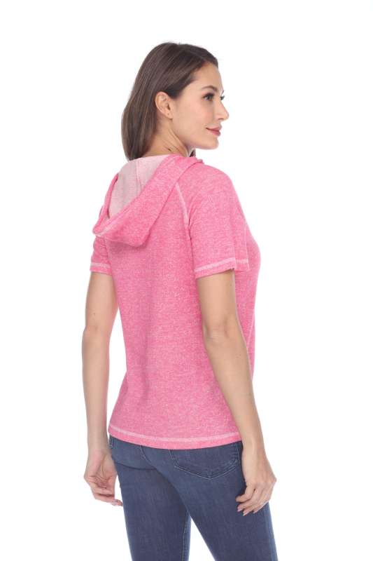 8901 Junior's French Terry Short Sleeve Zip Hoodie