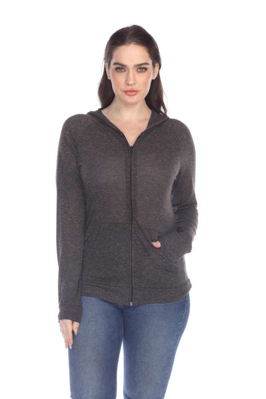 6153 Juniors Poly Linen Zip Hoodie