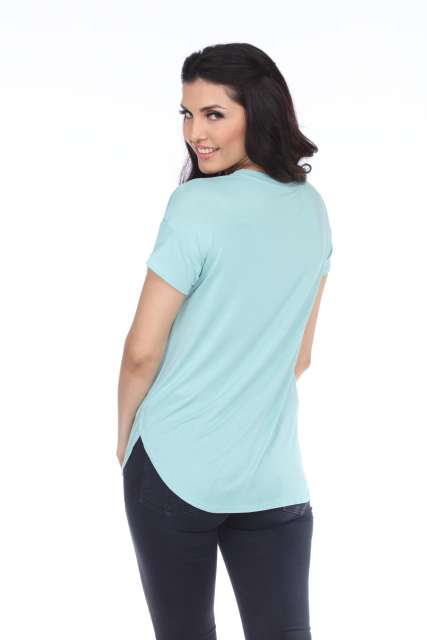 7250  Ladies Fancy Curved Side Short Sleeve Tee