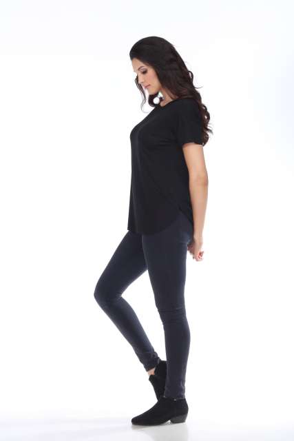 7250  Ladies Fancy Curved Side Short Sleeve Tee