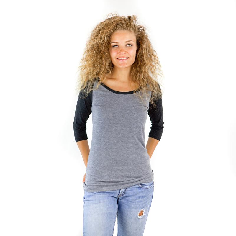 3206 Junior's Tri Blend 3/4 Contrast Sleeve Raglan