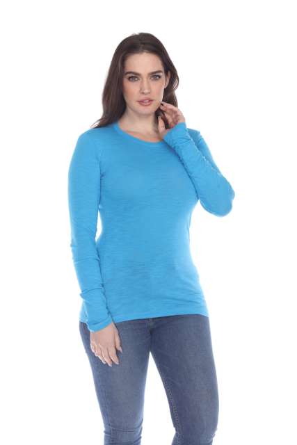 6150 Junior's Long Sleeve Cotton Slub Crewneck Tee