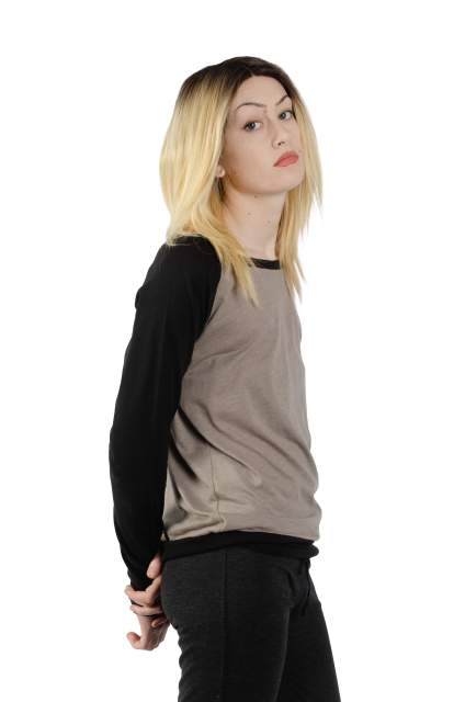 3102 Junior's Cotton Poly Contrast Raglan Long Sleeve Pullover