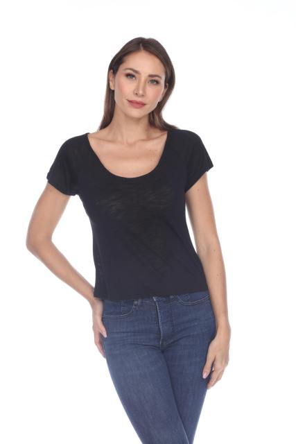 3401 Junior's Poly Rayon Slub Short Sleeve Boxy Tee