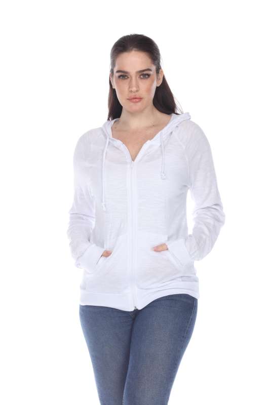 6152 Junior's Long Sleeve Cotton Slub Zip-Up Hoodie