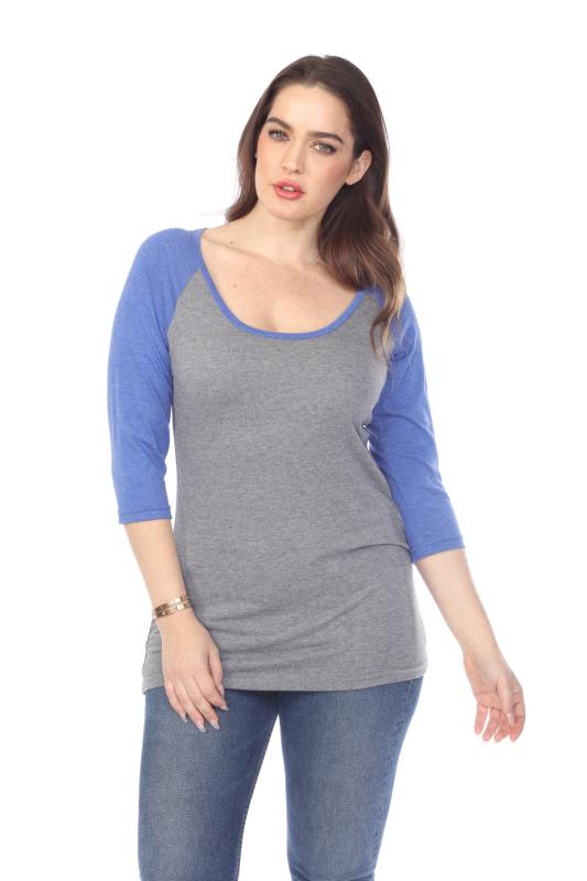3206 Junior's Tri Blend 3/4 Contrast Sleeve Raglan