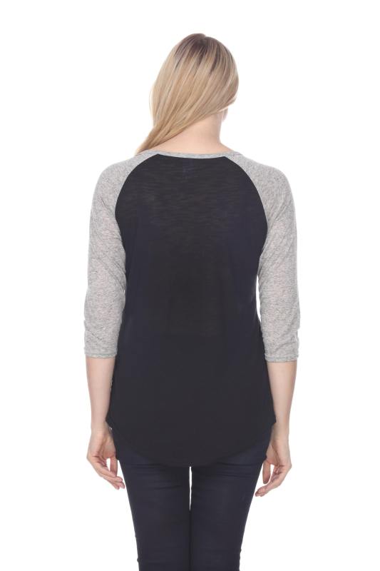 7454 LADIES POLY RAYON SLUB SCOOP NECK 3/4 SLEEVE RAGLAN