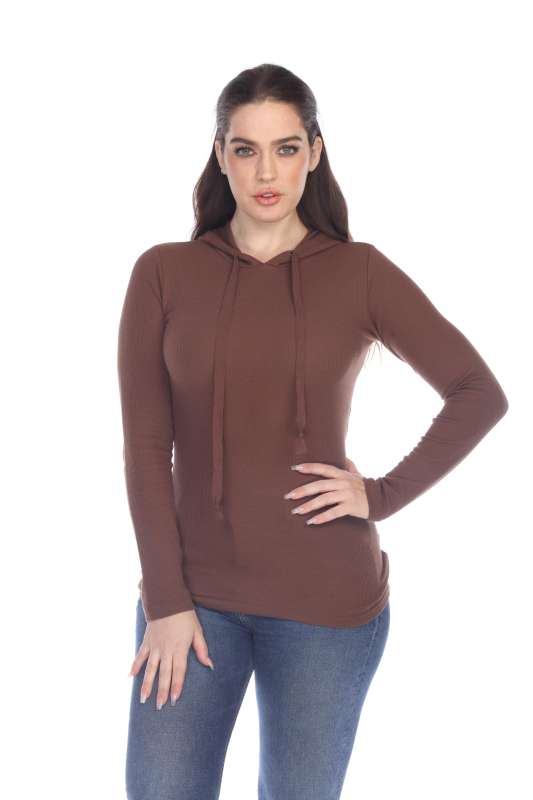6101 Junior's Long Sleeve Waffle Thermal Hoodie