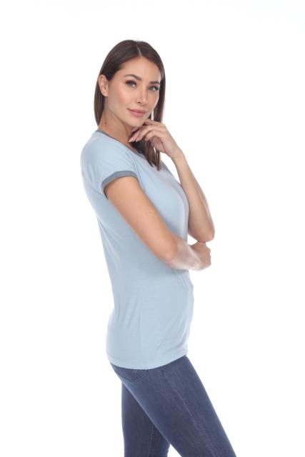 3001 Junior's Cap Sleeve CVC Blended Ringer Tee