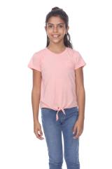 9015 Girl's Tied Short Sleeve Pocket Tee