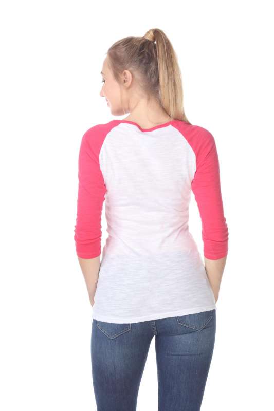 6054 Juniors Boat Neck 3/4 Sleeve Cotton Slub Raglan