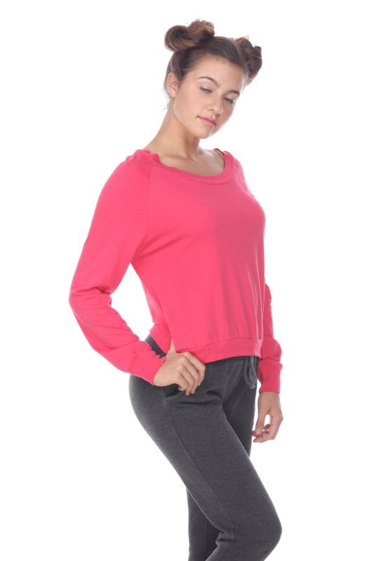 3904 Junior's Bamboo Blend Crop Long Sleeve Pullover
