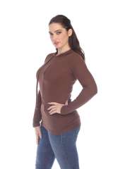 6101 Junior's Long Sleeve Waffle Thermal Hoodie