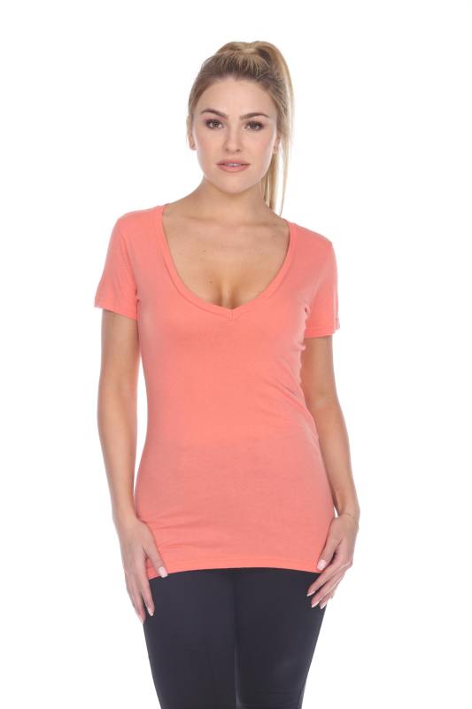 3903 Junior's Bamboo Blend Short Sleeve Deep V Neck Tee